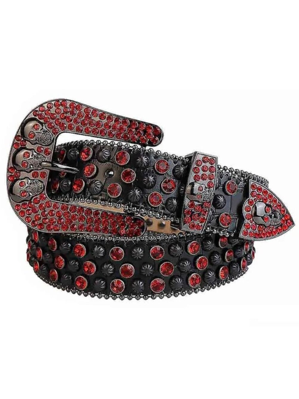 Rhinestone Western Belt | Cowgirl Fashion (Black & Red) (L-Waist-35-37Inches)